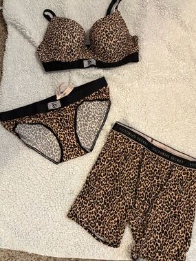 Victoria's Secret Leopard Print Intimates Set - Tan & Black